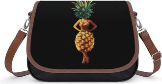 Generic Pineapple Lady Small Womens Crossbody Bags Shoulder Handbag with Adjustable Strap for Travel