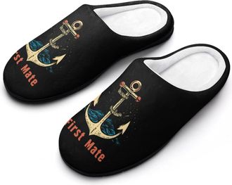 Generic First Mate Anchors Mens Slippers Comfortable And Non-slip Cotton Slipper Shoe for House