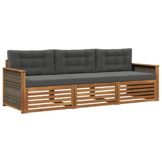 vidaXL Conjunto De Sof&aacute;s De Exterior 3 Pcs Natural Y Antracita Vidaxl