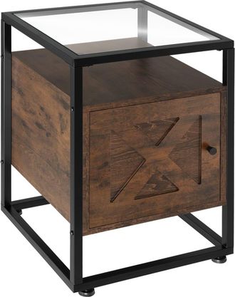 TecTake Mesilla de noche40x43x60,5cm, Madera industrial oscura, r&uacute;stica