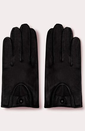 Seymoure Washable Leather Driving Gloves in Black at Nordstrom, Size Medium