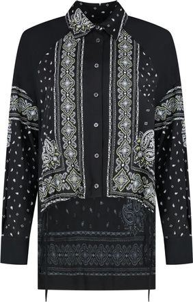 Pinko Pinko, Overhemden, Dames, Zwart, S, Leer, Geprint viscose overhemd