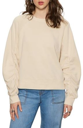 Sanctuary Gathered Sleeve Sweatshirt in Vanilla White at Nordstrom, Size Medium