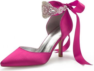 Miyoopark Women Shoes Heels for Wedding Closed Pointed Toe Evening Pumps Shoes M520 Rose UK 4.5