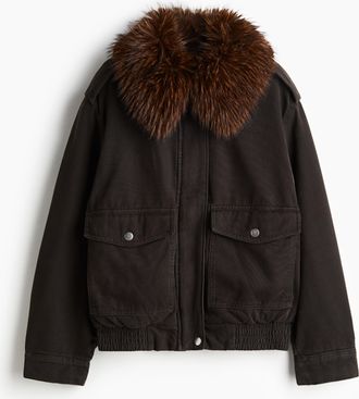 H&M Oversized Jacke mit Kragen - Brown