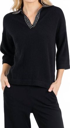 Autumn Cashmere Boxy Cashmere Jewel Trim Sweater In Black