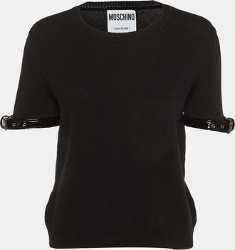 Moschino Black Cashmere Belted Cuff Detail Jumper L