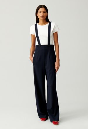 Claudie Pierlot Pantalon bretelles marine