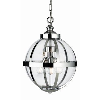 Netlighting Monroe 3 Light Cage Ceiling Pendant Chrome with Clear Glass E14 in Black