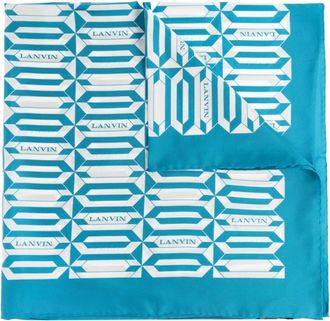 Lanvin Silky Scarves, female, Blue, Size: ONE SIZE Silk Scarf With Logo