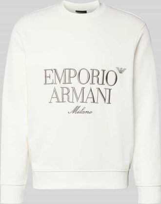 Emporio Armani Sweatshirt mit Label-Stitching in Weiss, Gr&ouml;&szlig;e XXL