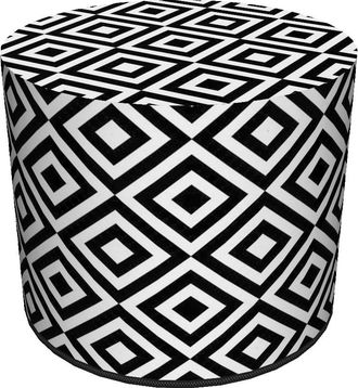 OEM Pouf Decorativo Bertoni, Stampa A Rombi - Pouf Rotondo Per Soggiorno, Ingresso, Cilindro 40 Cm, Elegante, Cerniera, Lavabile