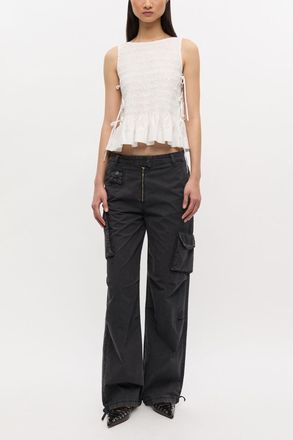 Ganni Mixed Black Washed Twill Trousers - Size 40 Organic Cotton