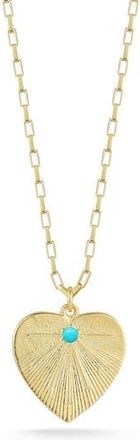 Sphera Milano 14K Gold Plated Sterling Silver Heart Pendant Necklace in Gold/turquoise at Nordstrom Rack