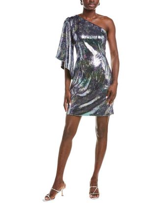 Rene Ruiz One-Shoulder Sequin Cocktail Dress