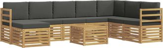vidaXL Conjunto De Sof&aacute;s De Exterior 9 Uds. Blanco Y Antracita Vidaxl