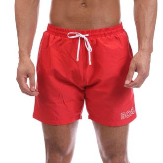 HUGO BOSS Mannen Logo Zwemshorts (Rood)