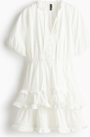 H&M Kleid aus Baumwoll-Plumetis - White