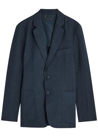 Percival Tailored Linen Blazer - Navy - 46 (UK36 / S)