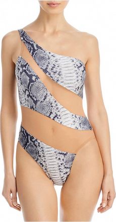 Norma Kamali Mesh Python Print One Shoulder One Piece Swimsuit In Snake Print