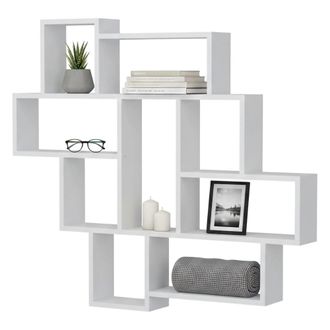 Dmora Estanter&iacute;a Dpochesc, Estante, Estante De Pared, Estanter&iacute;as Multiusos, 116x15h104 Cm, Blanco - Dmora