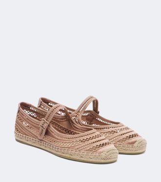 Tory Burch Open Weave Mary Jane satin espadrilles