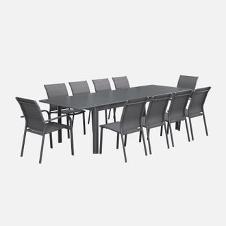 Sweeek Mesa De Jard&iacute;n Extensible De Aluminio Con 10 Sillas