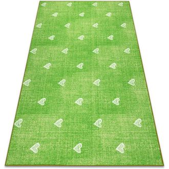 RugsX Rugsx - Alfombra Para Ni&ntilde;os Hearts Jeans, Vintage Corazones - Verde Green 100x250 Cm