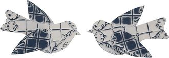 Foreside Home And Garden Set of 2 Brushed White Bird Cottage Tin Tile Metal Wall D&eacute;cor in Blue at Nordstrom, Size Medium