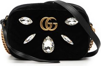 Gucci Pre-owned Gucci Mini GG Marmont Crystal Embellished Matelasse Velvet Crossbody 448065 213317