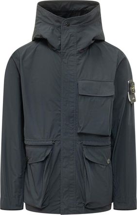 Stone Island Dark Blue Solid Hood Jacket
