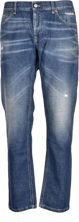 Dondup Slim Fit Blue Denim Jeans With Classic Detailing
