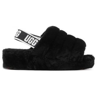 UGG Fluff Yeah Slide Fur Womens Slip On Sandals - Black - Size:UK 7