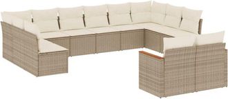 vidaXL Set De Sof&aacute;s De Jard&iacute;n 12 Pzas Y Cojines Rat&aacute;n Sint&eacute;tico Marr&oacute;n Vidaxl