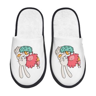 Generic Plush Fluffy Slipper A Funny Rabbit Hunting Eggs Mens Slipper Warm Hotel Slippers for Ladies Guest Indoor M