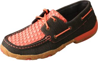 Twisted X Boots Womens Boat Shoe Driving Moccasin In Woven Coral