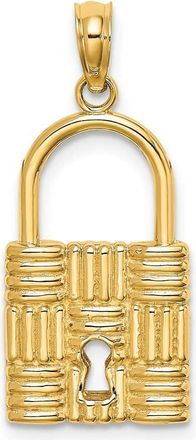 Diamond2Deal 14k Yellow Gold 3-D Padlock Key Hole Charm