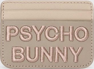 Psycho Bunny Mens Wordmark Leather Card Case 285 DESERT TAUPE / O/S
