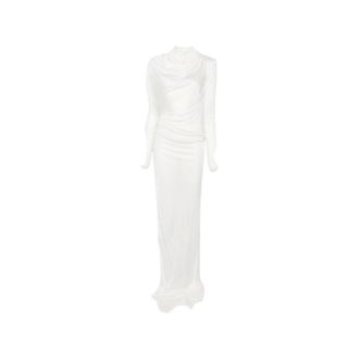 Gucci Kleedjes, Dames, Wit, S, Viscose Jersey Gedrapeerde Jurk