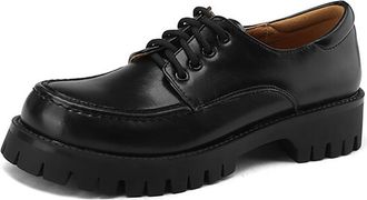 Generic Qynthra Womens Faux Leather Oxford Platform Shoes Chunky Lug Sole Casual Lace Up Loafers Mid Heel Comfortable Dress Shoes for Office and Everyday Wear