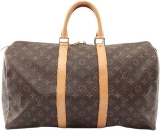 Louis Vuitton Pre-owned Keepall 45 Monogram Boston Bag - Dames - Vintage Weekendtas - Bruin - ONE Size - Leer - Vintage