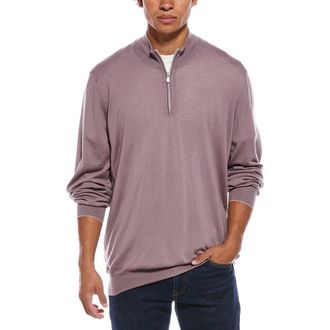 Brunello Cucinelli Mauve Wool Half Zip Sweater, Brand Size 46 (US Size 36)