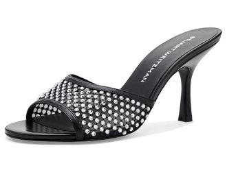 Stuart Weitzman Bareitall Shine Slidess Womens Sandals Black : 9.5 M