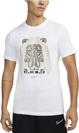 Nike Mens Nike Lebron James Lion Pattern Round Neck Pullover Short Sleeve White T-Shirt DM2468-100