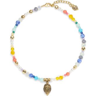 Kurt Geiger Beaded Eagle Head Pendant Necklace in Rainbow Multi at Nordstrom Rack