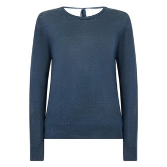 120% Lino 120% Lino, Round-neck Knitwear, female, Blue, Size: XS Crew Neck Sweater