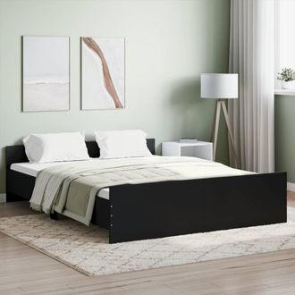 vidaXL Estructura De Cama Con Cabecero Y Piecero Negro 140x200 Cm Vidaxl