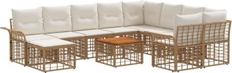 vidaXL Conjunto De Sof&aacute;s De Exterior 11 Uds. Natural Y Crema Vidaxl