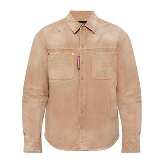 Dsquared2 Denim overhemd met vintage-effect - Heren - Spijkeroverhemden - Beige - XL - Denim - Overhemden