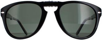 Persol Round Mens Black Green Polarized Sunglasses - One Size